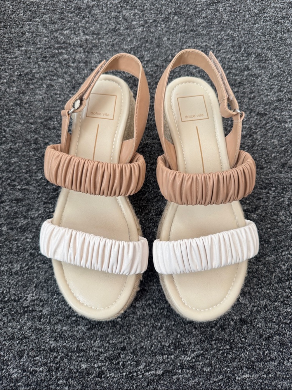 SOLD••• Dolce Vita Mizza Sandal espadrille adjustable Slingback Tan & White 8
